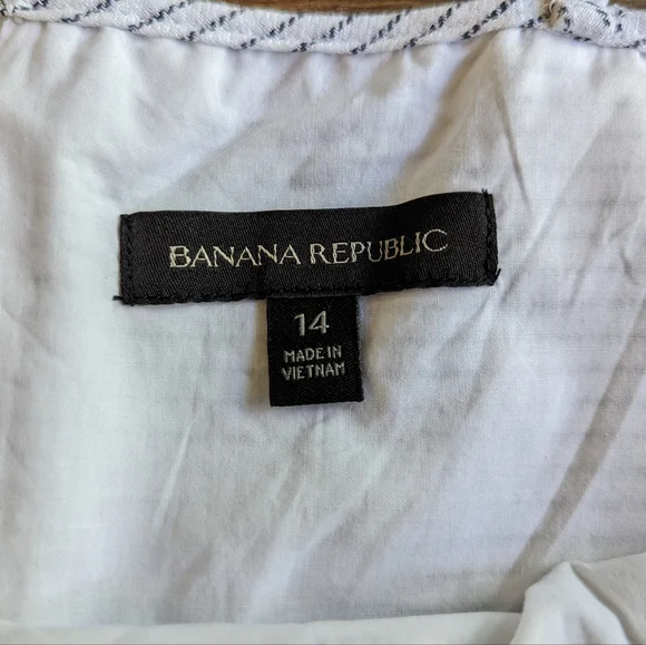 Banana Republic Linen Sleeveless Sheath White/Blue Stripe Midi Trumpet Dress 14 - Picture 6 of 10